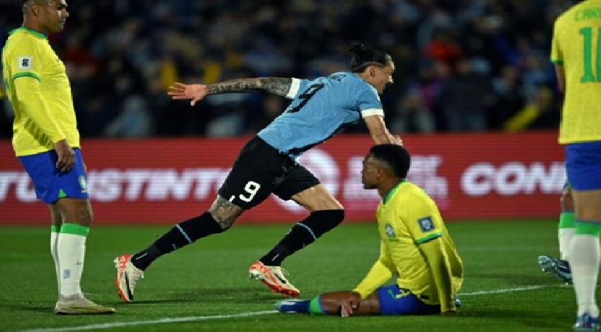 Nunez helps Uruguay upset Brazil